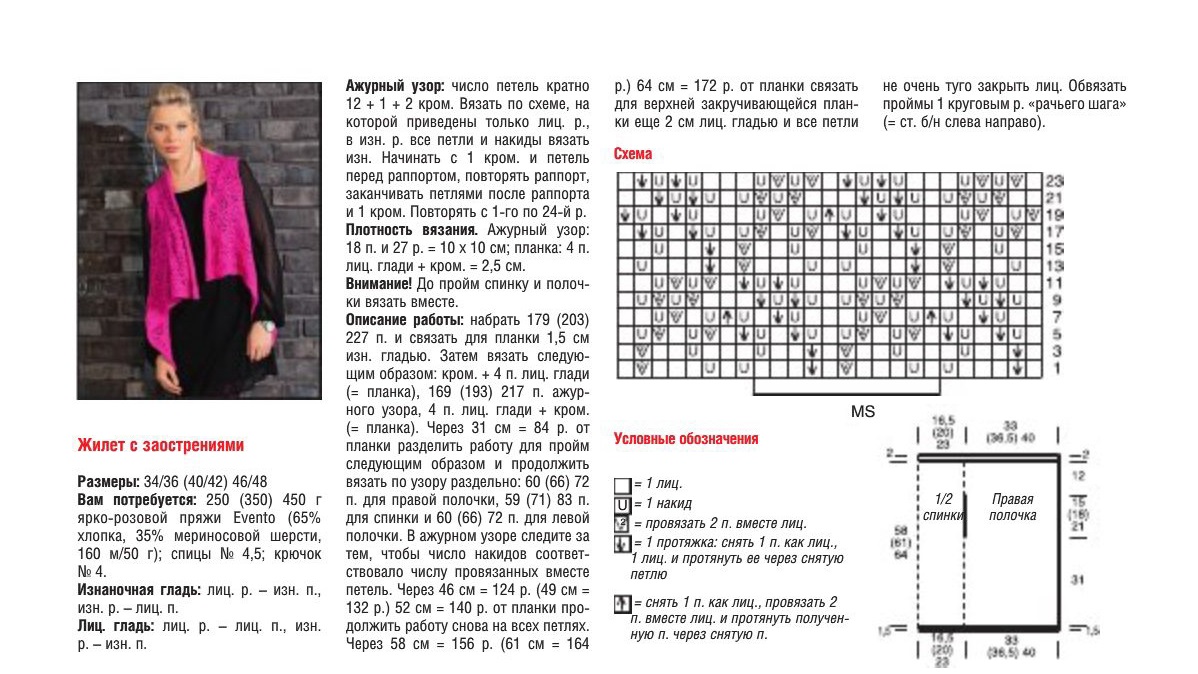 Вязаная жилетка женская со схемой